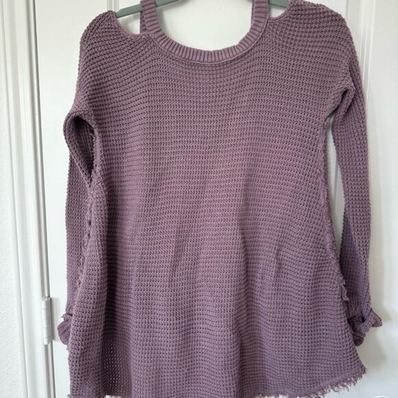 Free People V-Neck Waffle Knit Sweater - Picture 2 of 3